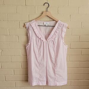 LOFT Lilac Sleeveless Blouse with Ruffled Sailor Collar Sz LP